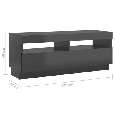 vidaXL TV-benk med LED-lys høyglans grå 200x35x40 cm