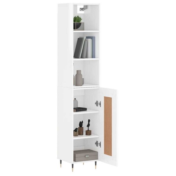 vidaXL Highboard h&oslash;yglans hvit 34,5x34x180 cm konstruert tre