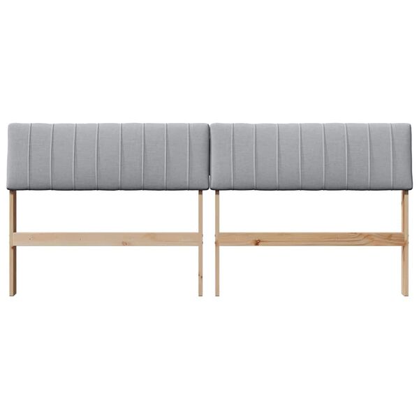 vidaXL Polstret sengegavl Lysegr&aring; 180 cm Massiv furu