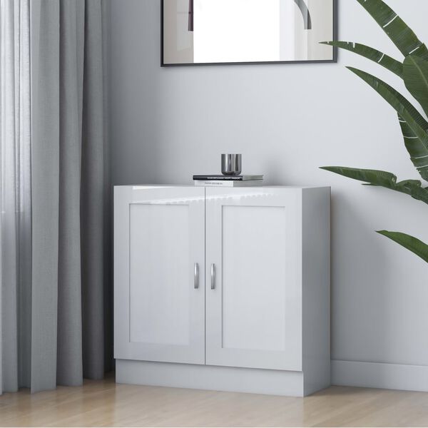 vidaXL Bokhylle høyglans hvit 82,5x30,5x80 cm konstruert tre