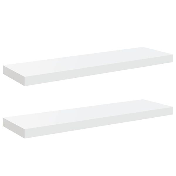 vidaXL Flytende vegghyller 2 stk h&oslash;yglans hvit 80x23,5x3,8 cm MDF