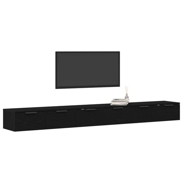 vidaXL Vegghengt skap 2 pcs Svart Eik 102 x 30 x 20 cm Konstruert tre