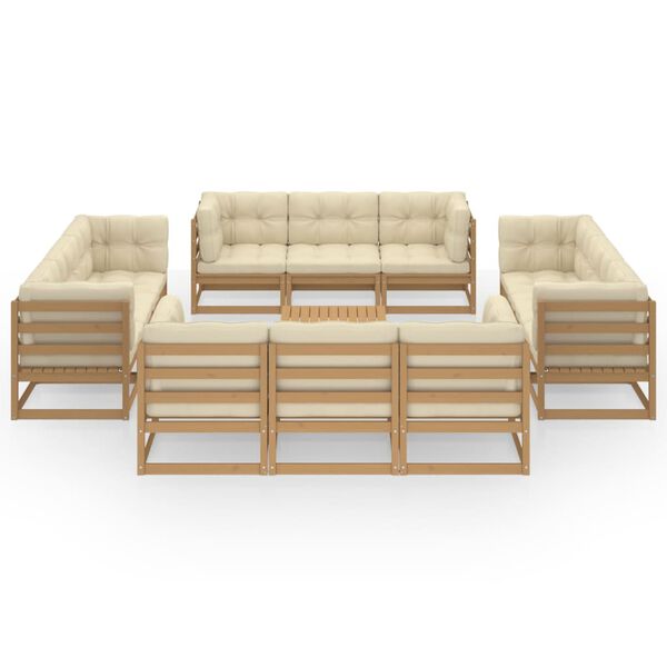 vidaXL Hagesofagruppe med puter 13 deler heltre furu
