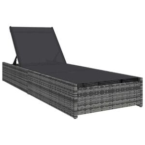 vidaXL Solstol med pute 1-person Grå 60 x 200 x 27 cm polyrotting