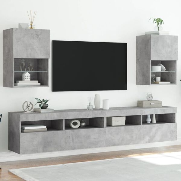 vidaXL TV-benker med LED-lys 2 stk betonggrå 40,5x30x60 cm