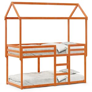 vidaXL Barneseng med tak voksbrun 80x200 cm heltre furu