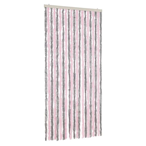 vidaXL Fluegardin sølvgrå og rosa 90x220 cm chenille