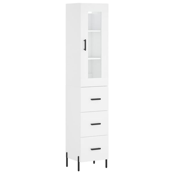 vidaXL Highboard hvit 34,5x34x180 cm konstruert tre