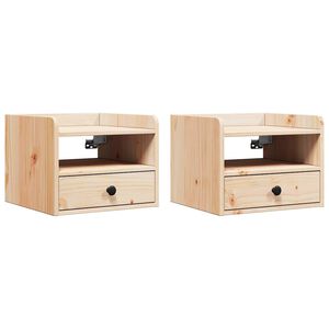 vidaXL Nattbord med skuff 2 pcs Brun 38 x 36 x 29,5 cm Heltre furu