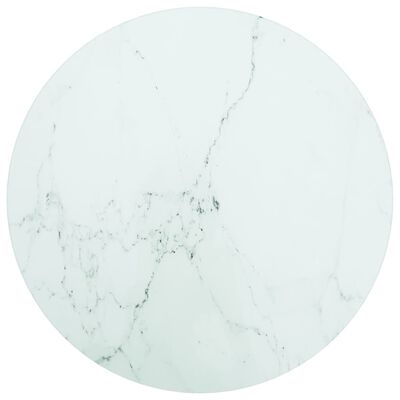 vidaXL Bordplate hvit Ø40x0,8 cm herdet glass med marmor design