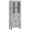 vidaXL Highboard betonggr&aring; 69,5x34x180 cm konstruert tre