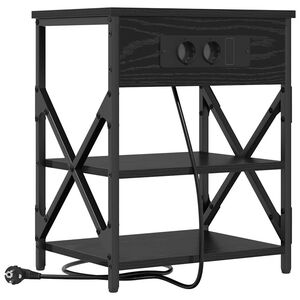 vidaXL Nattbordskap med hylle Svart Eik 41 x 31 x 51 cm Konstruert tre