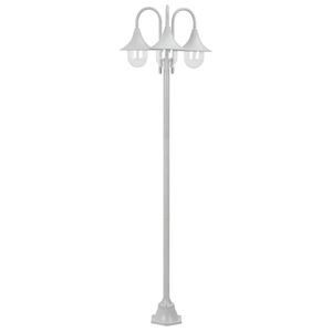 vidaXL Hagelyktestolpe E27 220 cm aluminium 3 lamper hvit