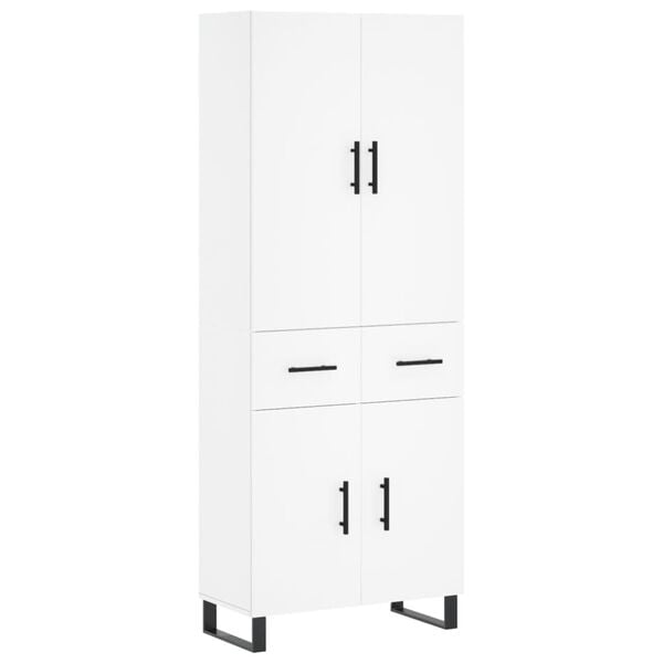 vidaXL Highboard hvit 69,5x34x180 cm konstruert tre