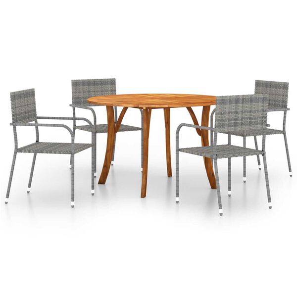 vidaXL Utend&oslash;rs spisestue 5 deler antrasitt