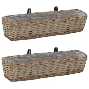 vidaXL Plantekasser for balkong 2 stk flettekurv med PE-f&ocirc;ring 80 cm