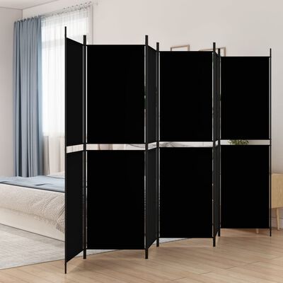 vidaXL Romdeler 6 paneler svart 300x200 cm stoff