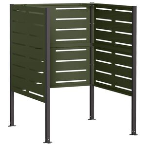 vidaXL Skjerm for s&oslash;ppeldunk 85 x 85 x 113 cm St&aring;l Olivengr&oslash;nn
