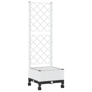 vidaXL Hageplanter med espalier og hjul Hvit 40 x 40 x 131,5 cm PP