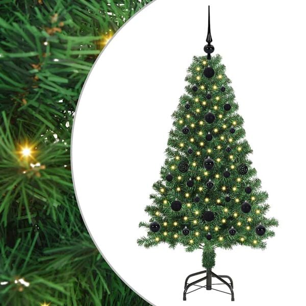 vidaXL Kunstig juletre med 150 LED gr&oslash;nn 120 cm PVC og St&aring;l og Plast