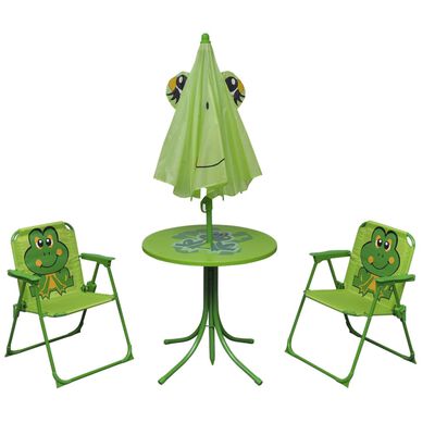 vidaXL Hagegruppe til barn med parasoll 3 deler grønn