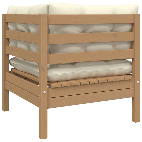 vidaXL Hagesofagruppe med kremhvite puter 3 deler heltre furu