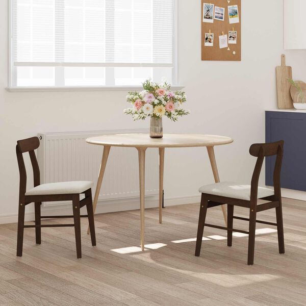 vidaXL Spisestuestol 2 pcs M&oslash;rk brun, Lys Solid Gummitre