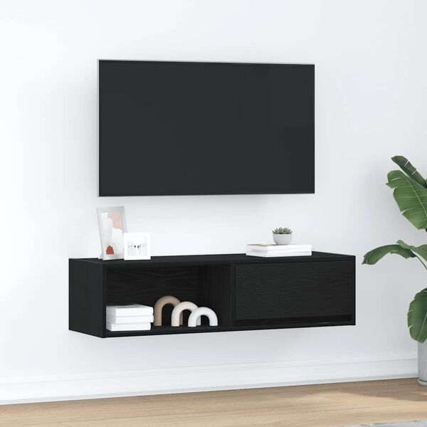 vidaXL TV-benk svart eik 100x31x25,5 cm konstruert tre