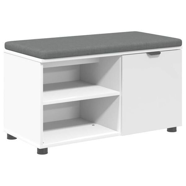 vidaXL Gangbenk med pute Ensfarget Hvit 80 x 38 x 46 cm