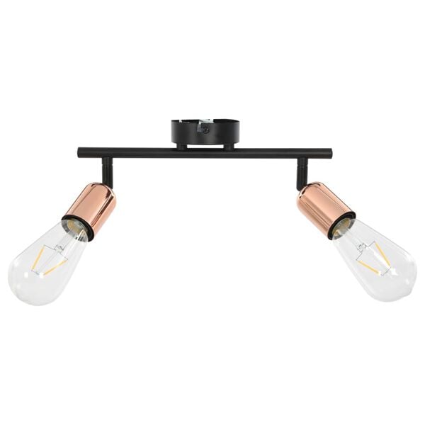 vidaXL Spotlys 2-veis med gl&oslash;delamper 2 W svart og kobber E27