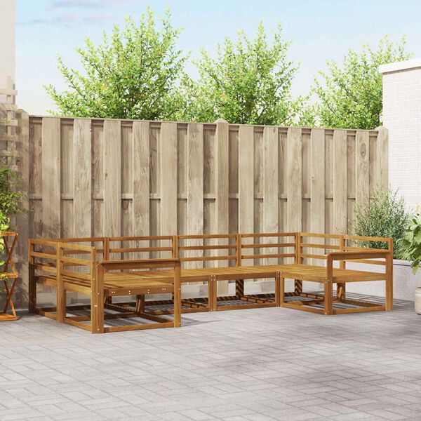 vidaXL Utend&oslash;rs sofa-sett 6 pcs Naturlig Solid akasietre