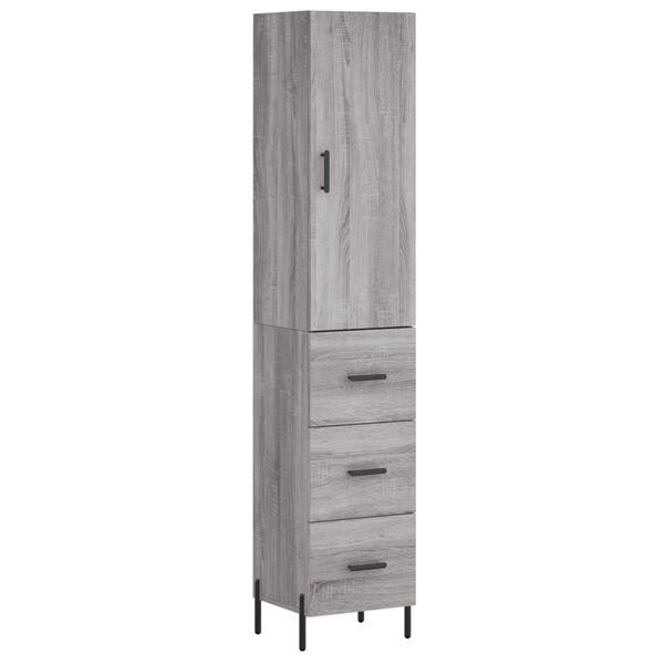 vidaXL Highboard gr&aring; sonoma 34,5x34x180 cm konstruert tre