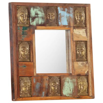 vidaXL Speil med Buddha-motiver 50x50 cm gjenvunnet tre