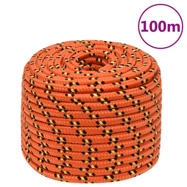 vidaXL B&aring;ttau oransje 12 mm 100 m polypropylen