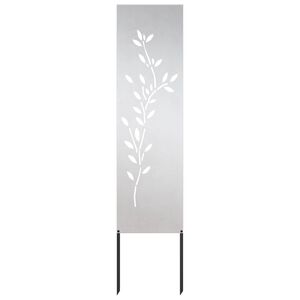 vidaXL Hageprivat skjerm Blomster s&oslash;lv 32 x 140 cm Rustfritt st&aring;l