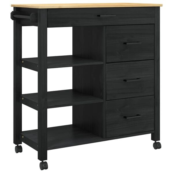 vidaXL Kjøkkenvogn Svart
