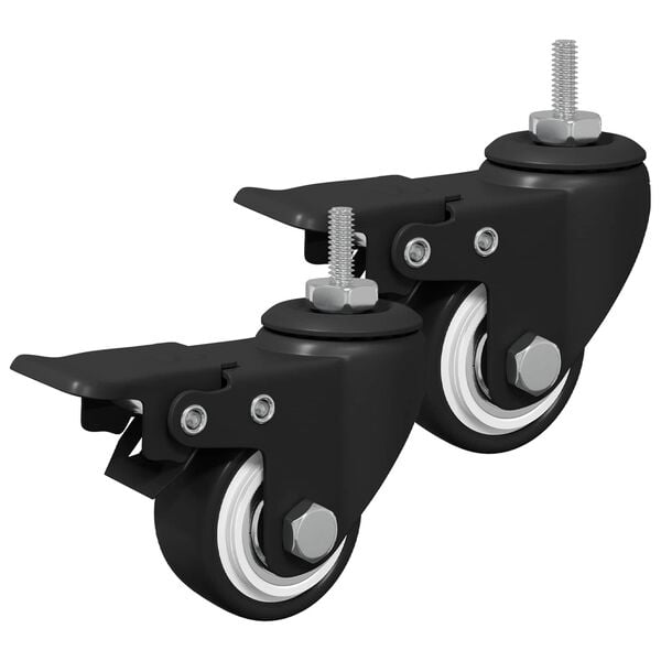 vidaXL Hjul 2 pcs Svart M6 x 37 mm Jern og nylon