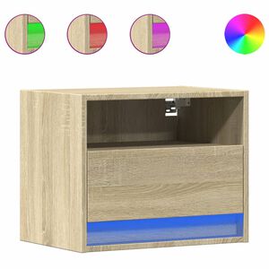 vidaXL Vegghengte nattbord med LED-lys 2 stk sonoma eik