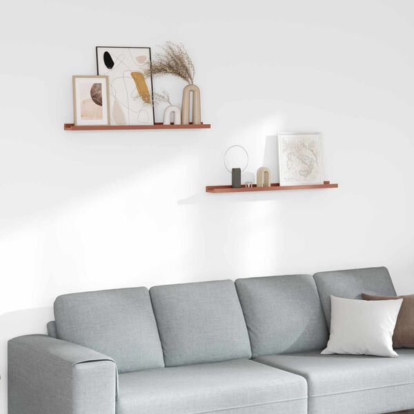 vidaXL Vegghylle med hylle 2 pcs R&oslash;d 80 x 9 x 3 cm Konstruert tre