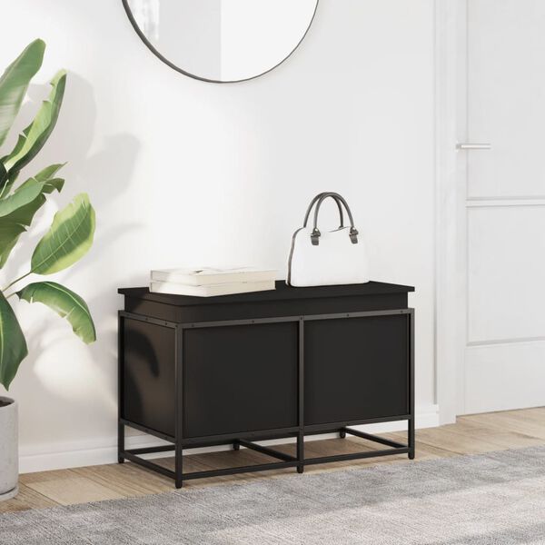 vidaXL Oppbevaringsboks med lokk svart 80x40x51,5 cm konstruert tre