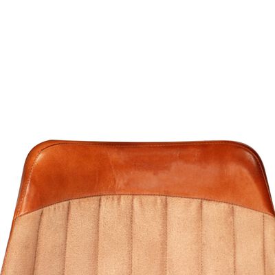vidaXL Spisestoler 4 stk brun og beige ekte lær og lerret
