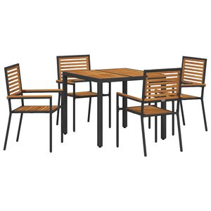 vidaXL Hage Spisegruppe 5 stk. Svart og Brun polyrotting