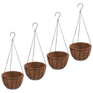 vidaXL Hengende plantekasser 4 stk kokosfiber svart &Oslash; 30x52 cm st&aring;l