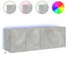 vidaXL Vegghengte TV-benker med LED-lys 2 stk betonggr&aring; 60x35x41 cm