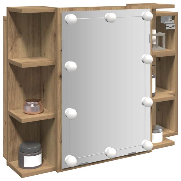 vidaXL Speilskap med LED artisan eik 70x16,5x60 cm