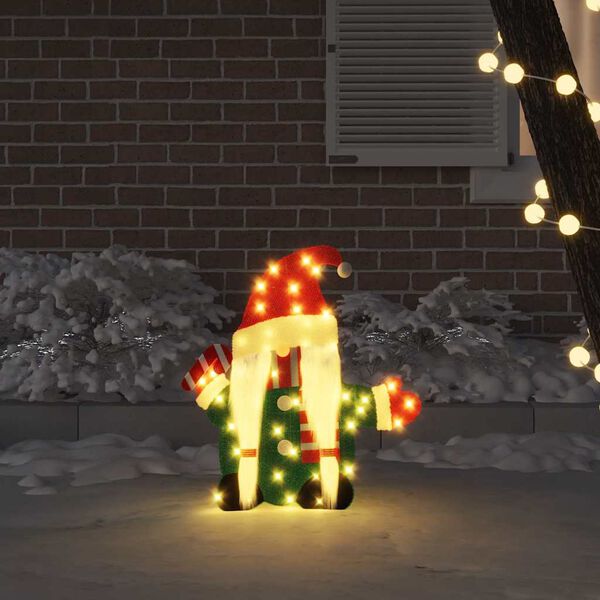 vidaXL Opplyst Gnom med 60 LED Varmhvit 71 x 64 cm Glitterstoff