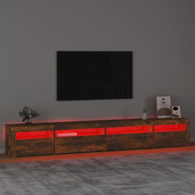 vidaXL TV-benk med LED-lys røkt eik 270x35x40 cm