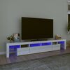 vidaXL TV-benk med LED-lys h&oslash;yglans hvit 230x36,5x40 cm
