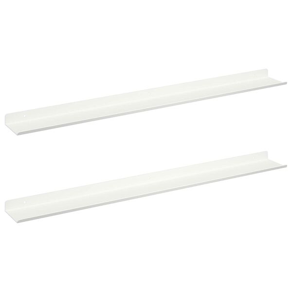 vidaXL Flytende hylle Veggmontert 2 pcs Hvit 80 x 9 x 2,5 cm St&aring;l