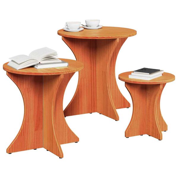 vidaXL Kaffebord 3 pcs Vokset Brun